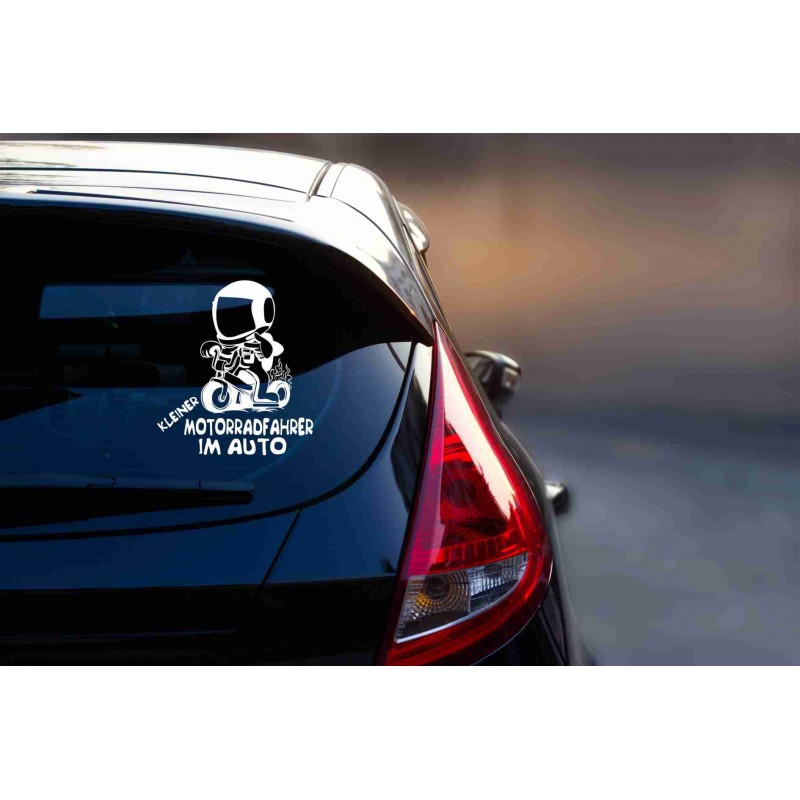 Aufkleber "Kleiner Motorradfahrer im Auto"