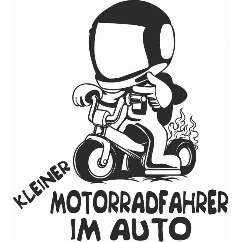 Aufkleber "Kleiner Motorradfahrer im Auto"