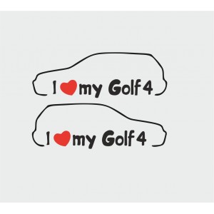 2 x Aufkleber ,  I love Golf 4
