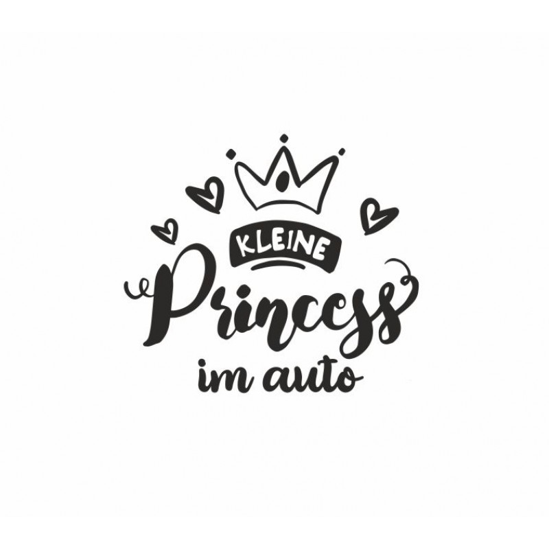 Auto-Sticker "Kleine Prinzessin im Auto" – Süßes Design mit Krone und Herzen, ideal für Heckscheiben