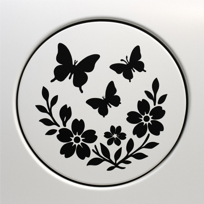 Schmetterlinge und Blumen Aufkleber Design für Auto Tankdeckel