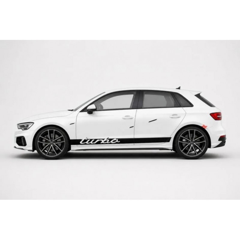 Audi A3 Sportback mit schwarzen Seitenstreifen aus PVC Folie, konturgeschnitten