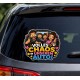 Witziger Autoaufkleber mit der Aufschrift „Volles Chaos in unserem Auto“