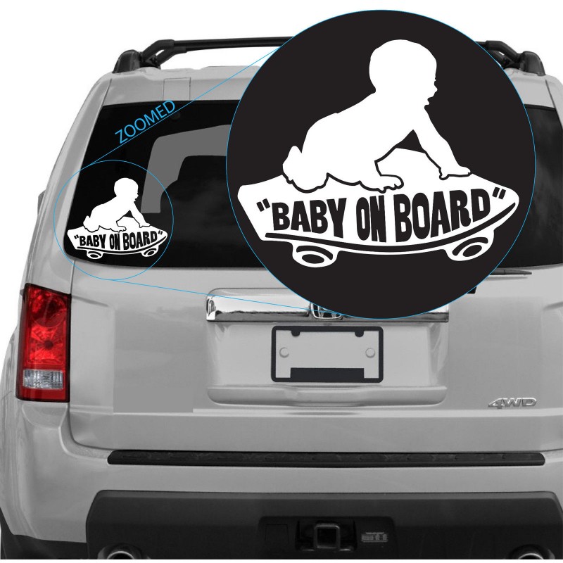 BABY auf Skateboard – Lustiger und sportlicher Autoaufkleber